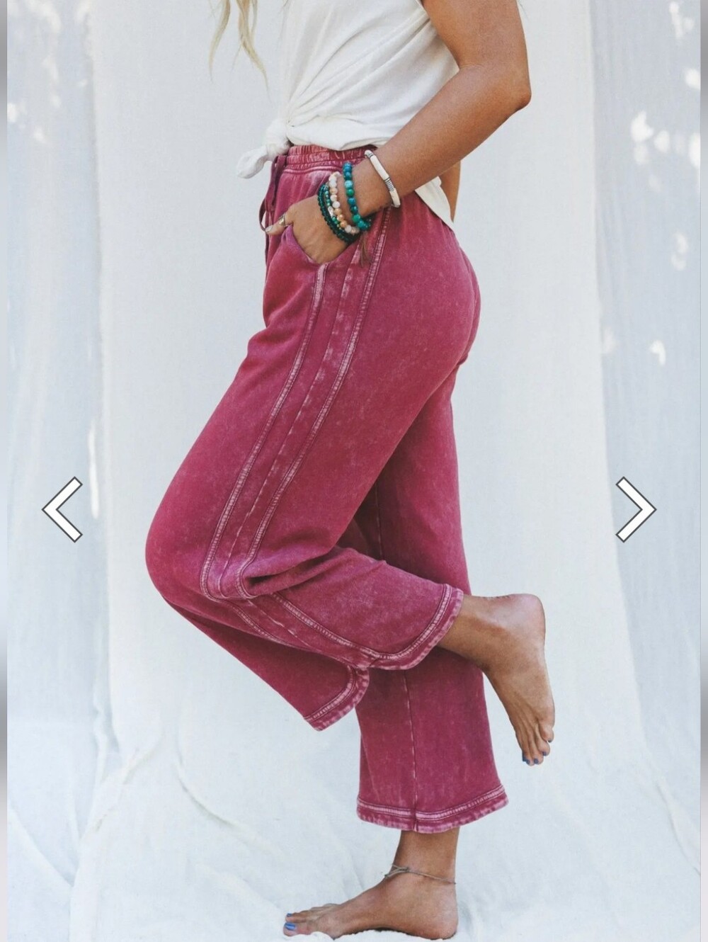 So Comfy Wide Leg Pant Cropped Length:Burgundy